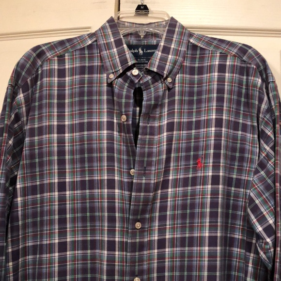 Ralph Lauren size Medium “Blake” 100# Cotton Plaid Long Sleeve Shirt  Gray - Picture 2 of 7